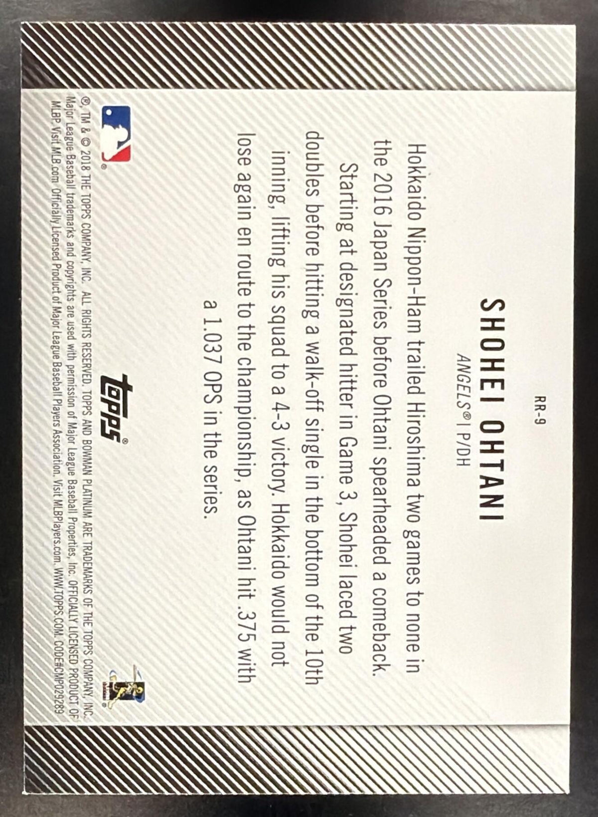 2018 Bowman Platinum Shohei Ohtani #RR-9 Rookie Revelations RC Angels