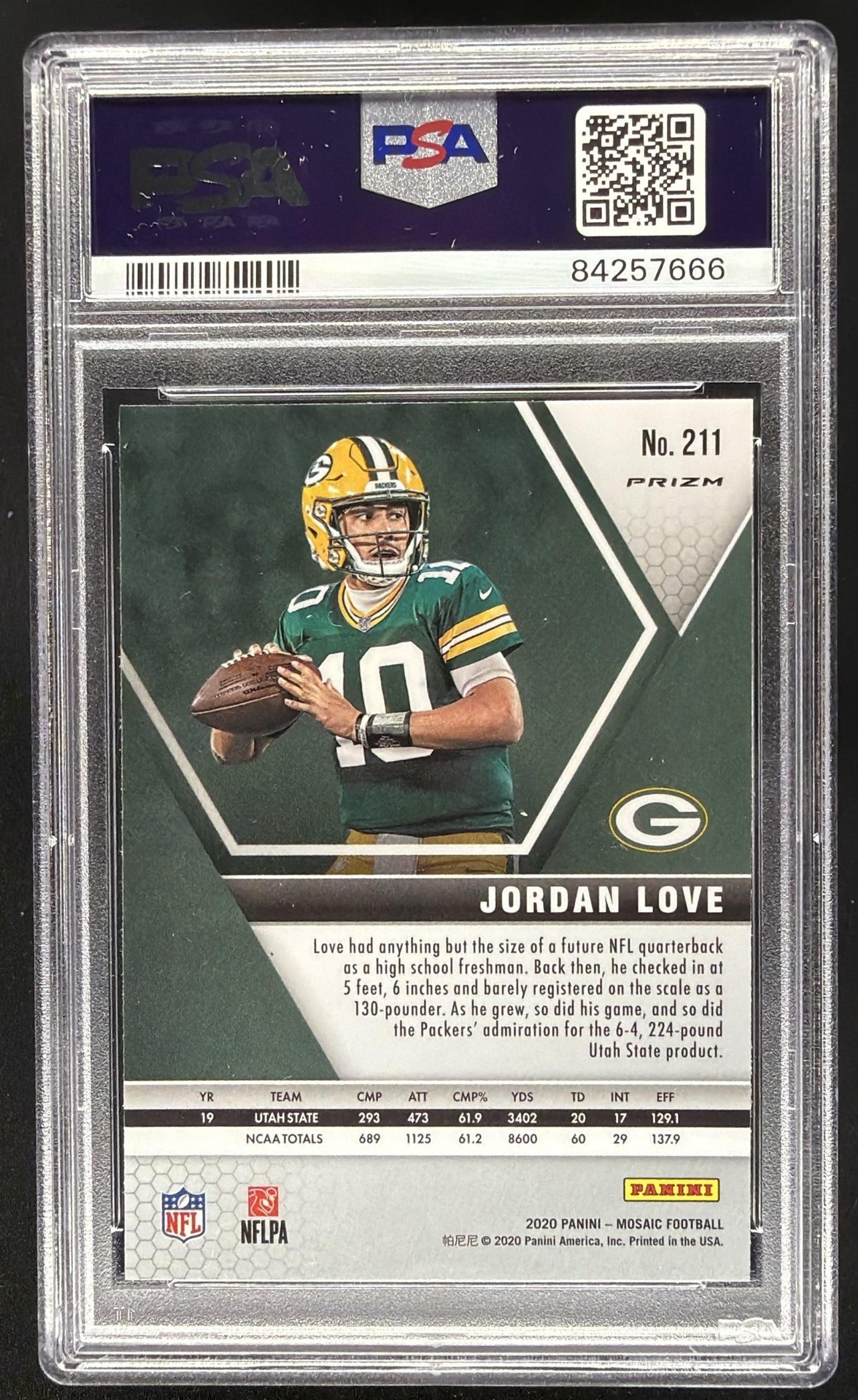 2020 Panini Mosaic Jordan Love #211 Prizm Camo Pink RC PSA 10