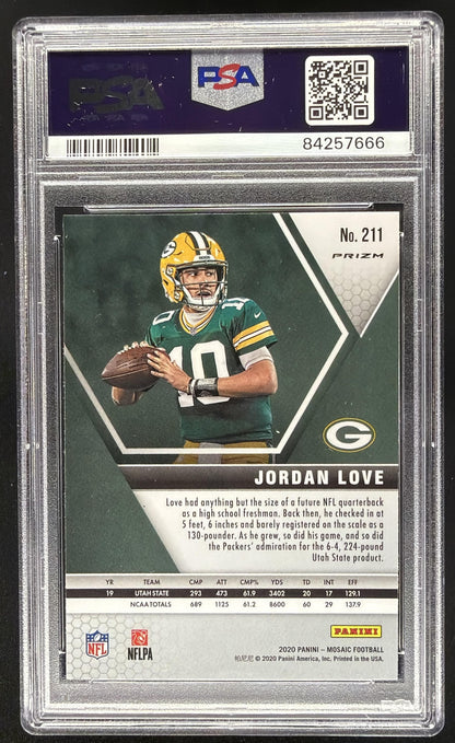 2020 Panini Mosaic Jordan Love #211 Prizm Camo Pink RC PSA 10