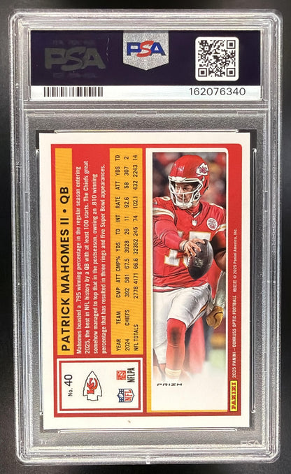 2025 Panini Donruss Optic Patrick Mahomes II #40 Jazz Prizm PSA 9