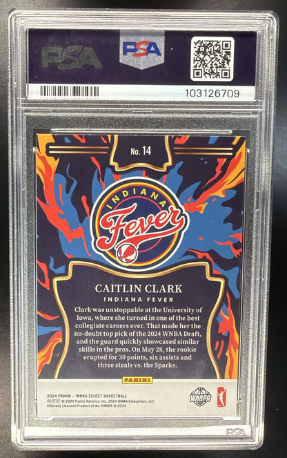 2024 Panini Select WNBA Caitlin Clark #14 En Fuego RC PSA 9