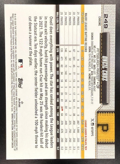 2026 Topps Chrome Sapphire Oneil Cruz #249 White 25/30