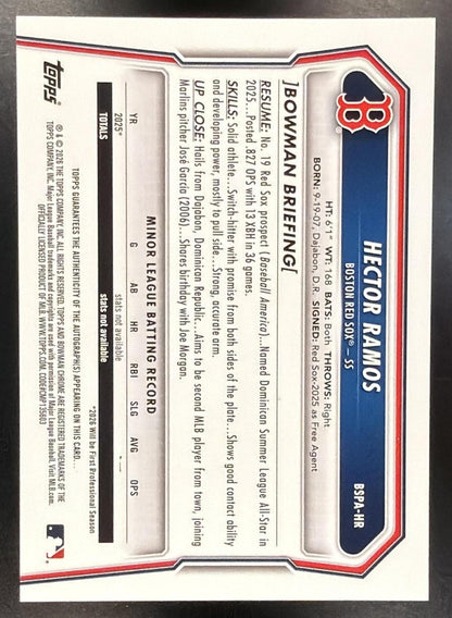 2026 Bowman Sapphire Hector Ramos #BSPA-HR Chrome Auto Orange Refractor /25 1st Prospect