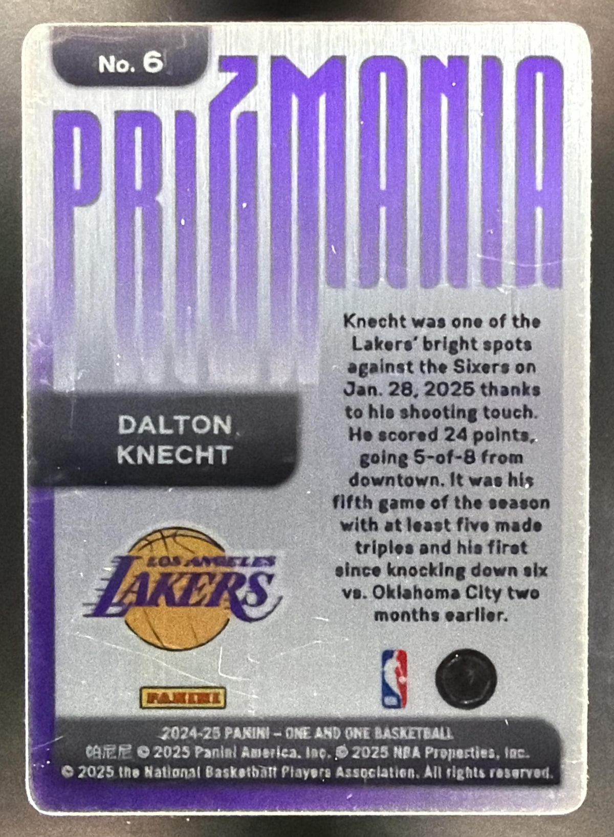 2024-25 Panini One and One Basketball Dalton Knecht #6 Prizmania SSP Case Hit