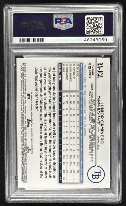 2024 Topps Chrome Junior Caminero #RA-JCA Rookie Auto RC PSA 9