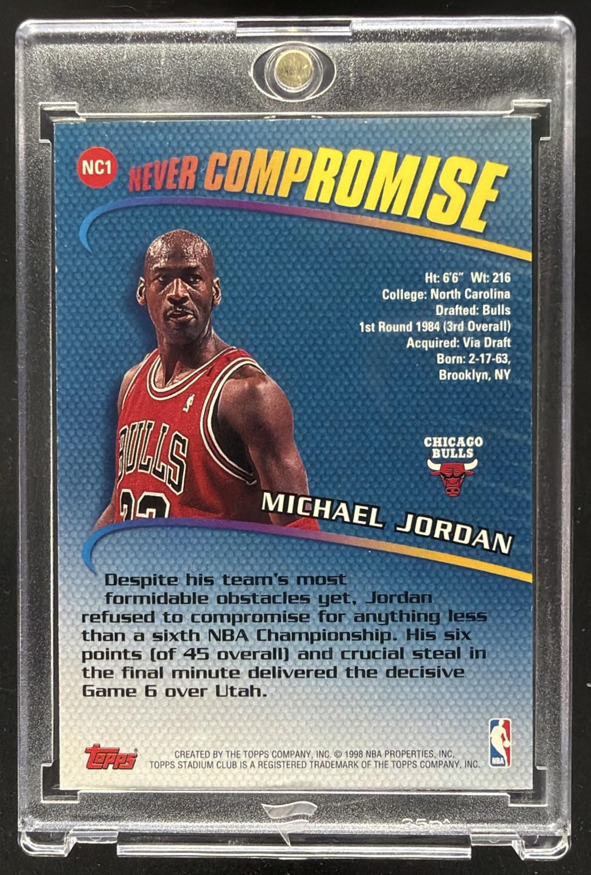 1998-99 Topps Stadium Club Michael Jordan Never Compromise