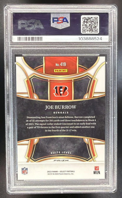 2023 Panini Select Joe Burrow #419 Dragon Scale Prizm /70 Suite PSA 10