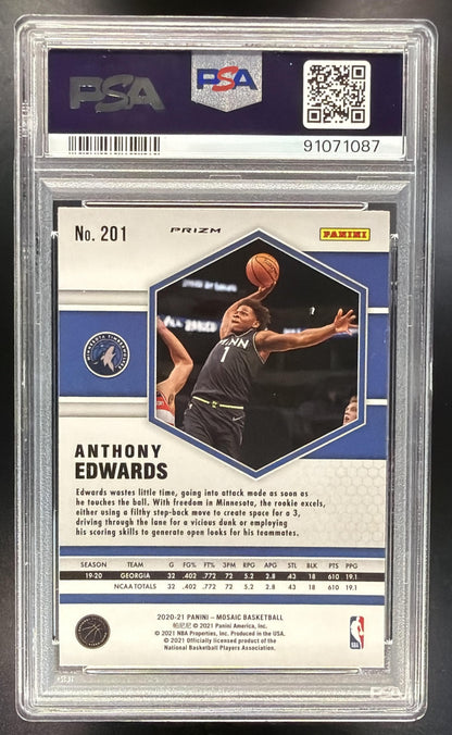 2020-21 Panini Mosaic Anthony Edwards #201 Mosaic Green RC PSA 10