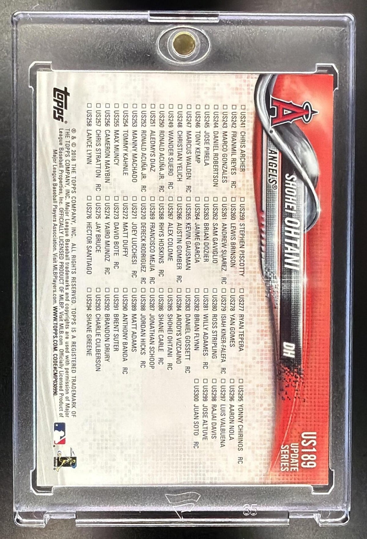 2018 Topps Update 3-Game HR Streak #US189 Shohei Ohtani DH