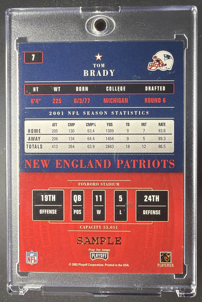 2002 Panini Contenders Tom Brady Sample Card