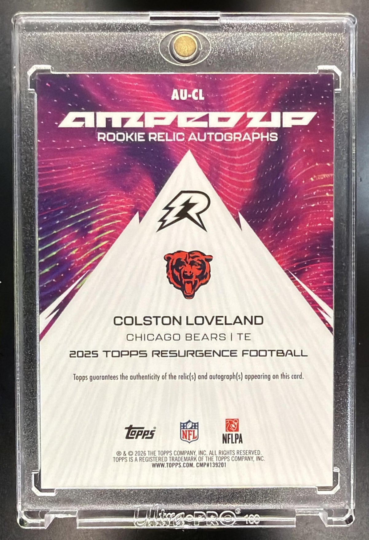 2025 Topps Resurgence Colston Loveland #AU-CL Amped Up Rookie Relic Auto MEM RC
