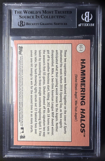 2018 Topps Heritage Hammering Halos Shohei Ohtani Mike Trout #CC-1 Combo Cards BGS 8.5