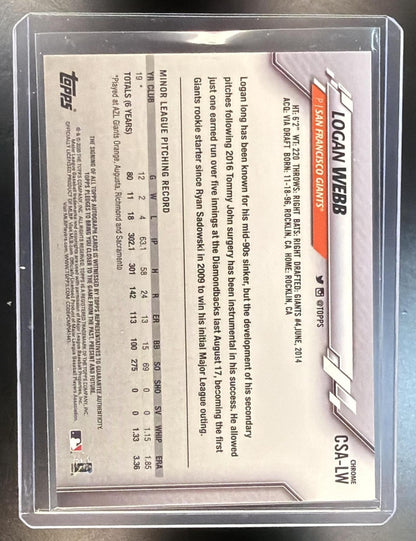 2020 Topps Chrome Sapphire Baseball Logan Webb #CSA-LW Auto RC