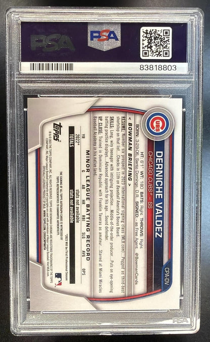 2023 Bowman Derniche Valdez #CPA-DV Blue Crater Auto /150 1st Bowman PSA 9