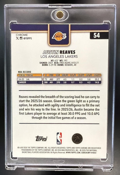 2025-26 Topps Chrome Update Austin Reaves #54 Refractor
