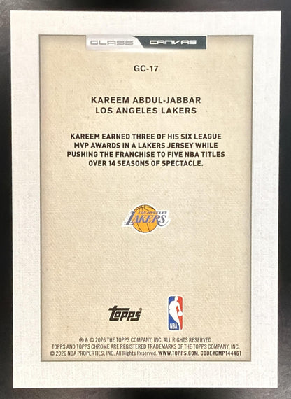 2025-26 Topps Chrome Update Kareem Abdul-Jabbar #GC-17 Glass Canvas SSP