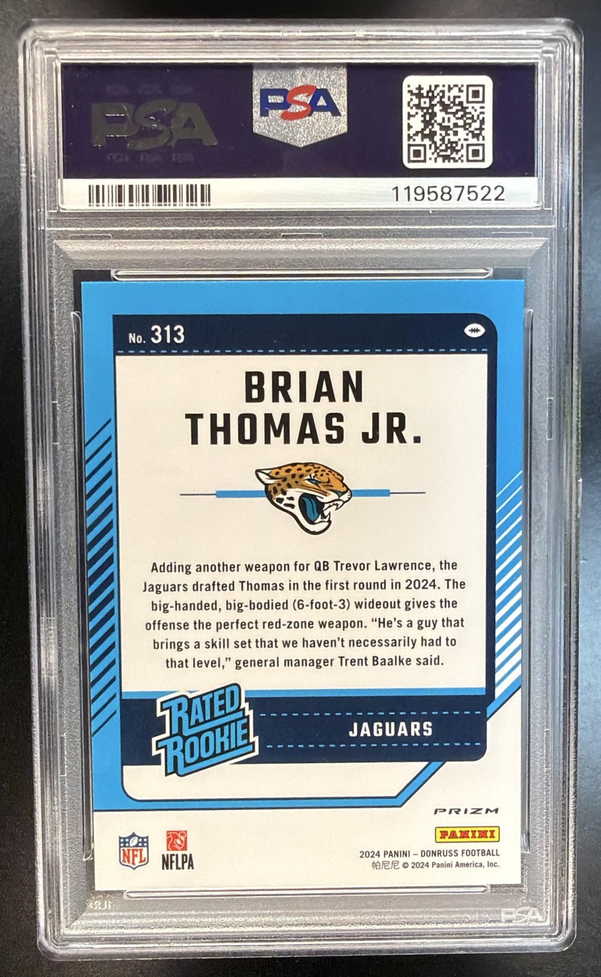 2024 Donruss Optic Preview Brian Thomas Jr #313 Holo RC PSA 10