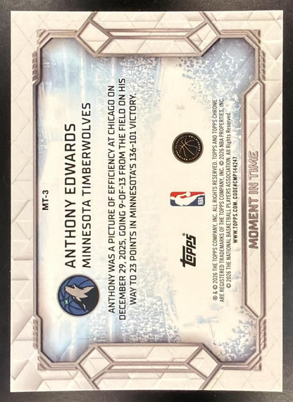 2025 Topps Chrome Update Anthony Edwards #MT-3 Moment In Time Geometric Refractor