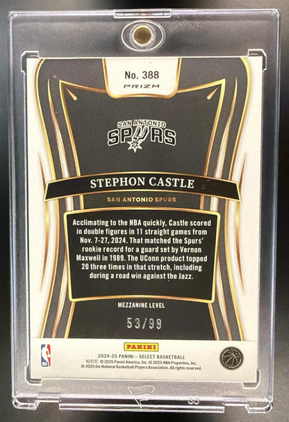 2024-25 Panini Select Stephon Castle #388 Mezzanine Blue Flash Prizm 53/99 RC