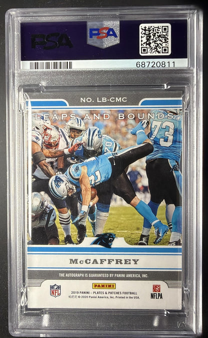 2019 Panini Plates & Patches Christian Mccaffrey Purple Auto 14/15 PSA 8