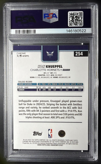 2025-26 Topps Chrome Kon Knueppel #254 Red White & Blue Refractor RC PSA 9