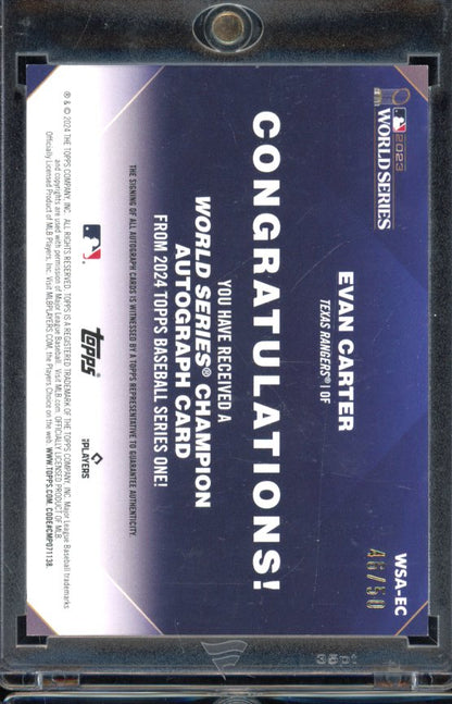 2024 Topps Evan Carter Gold World Series Auto Rookie 50