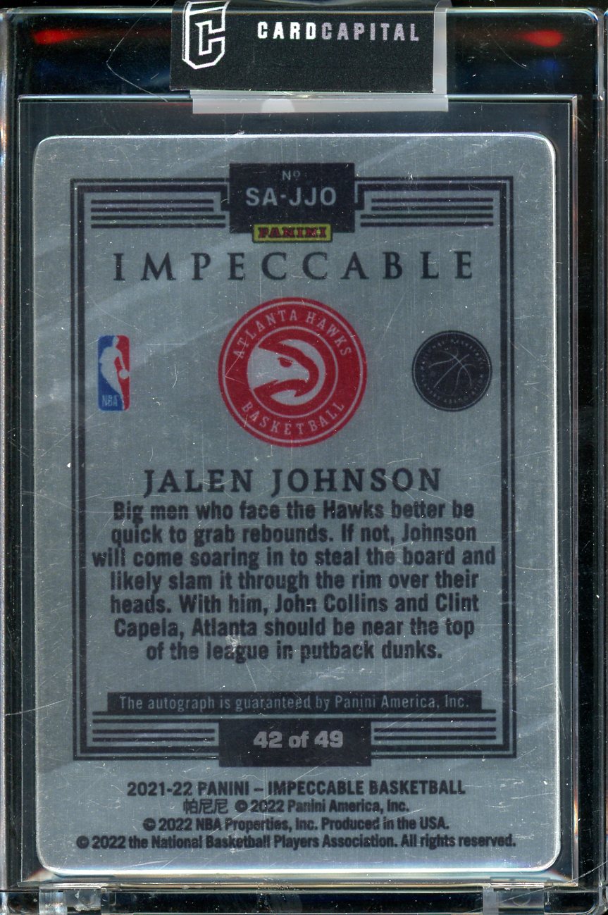 2021 Impeccable Stainless Stars Jalen Johnson Rookie Auto 42/49 RC