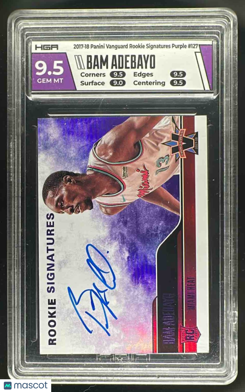 2017-18 Panini Vanguard Bam Adebayo #127 Purple Auto HGA 9.5 Auto 10