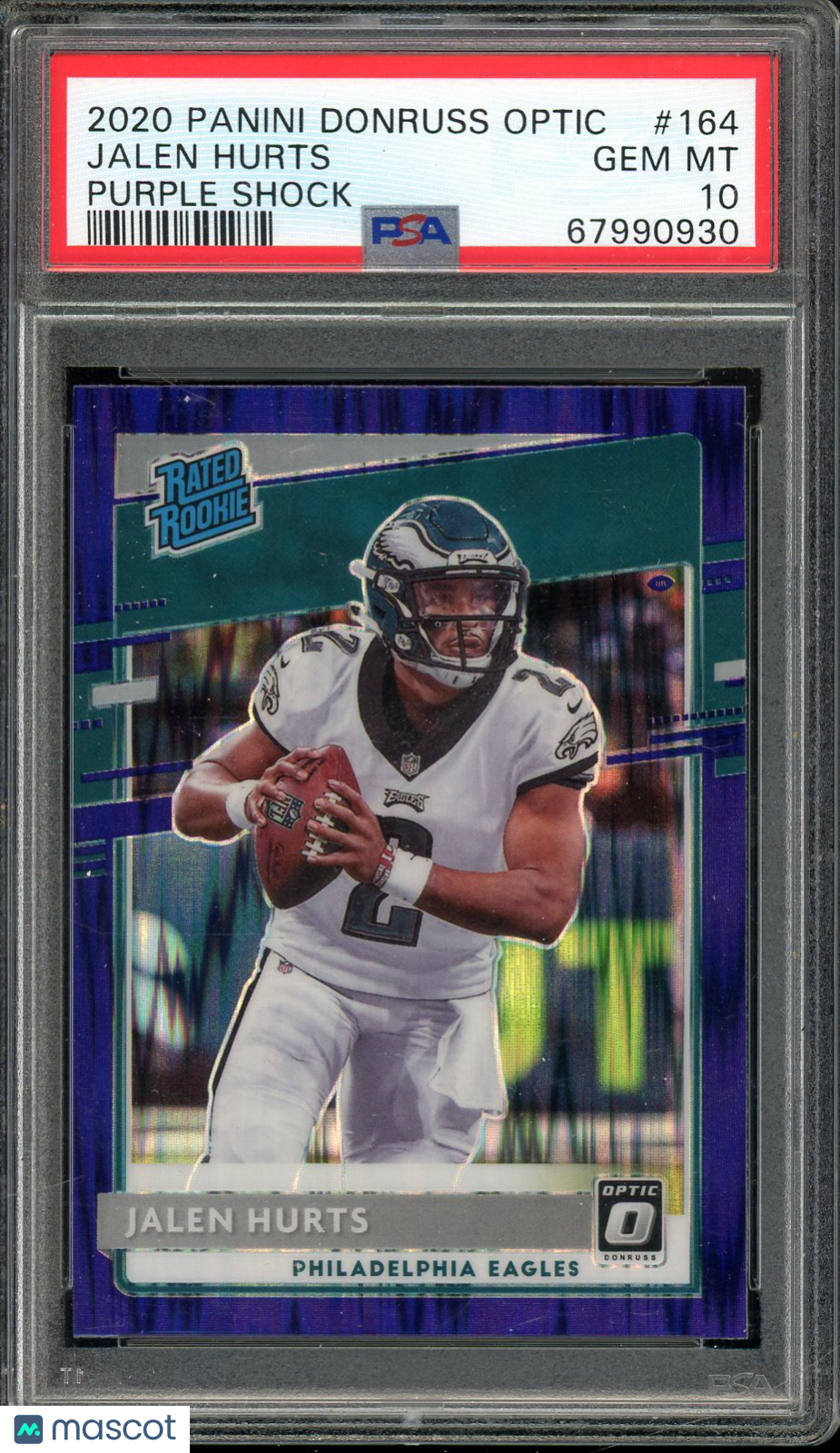 2020 Optic Jalen Hurts Purple Shock Rookie PSA 10