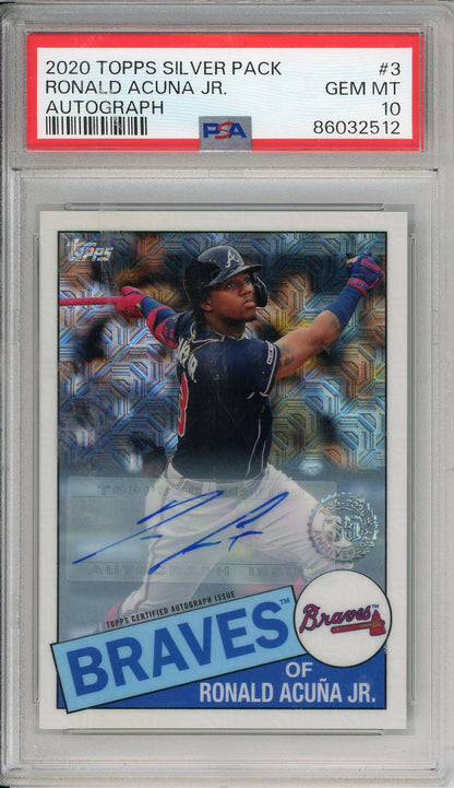 2020 Topps Silver Pack Ronald Acuna Jr. Auto #3 /30 PSA 10