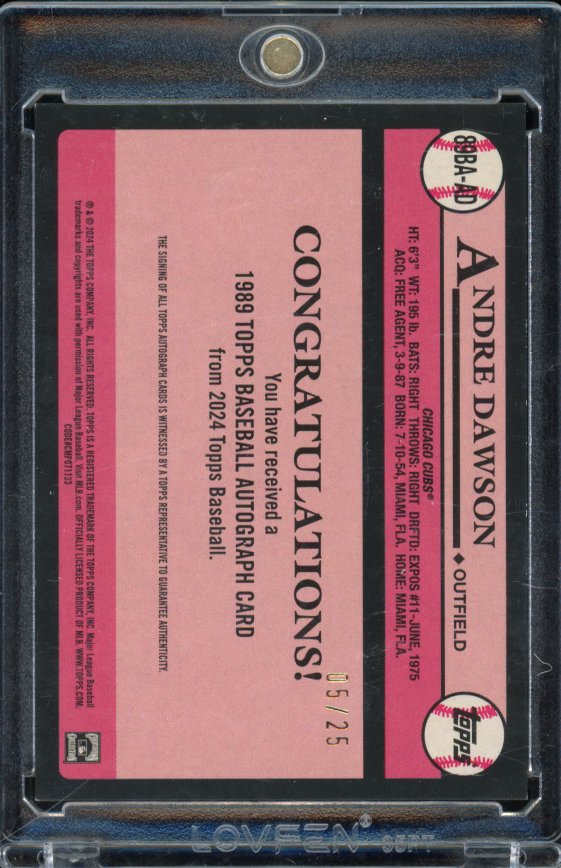 2024 Topps Andre Dawson 35th Anniversary Red Auto /25