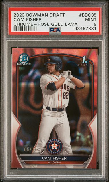 2023 Bowman Draft Chrome Cam Fisher Rose Gold Lava #BDC-35 /10 PSA 9 Bowman 1st