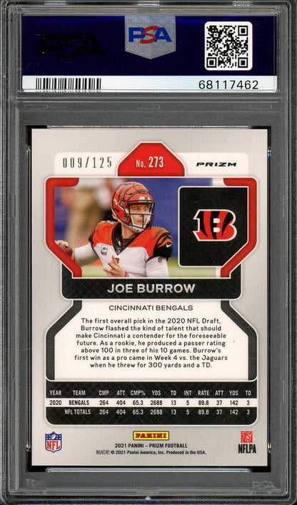 2021 Prizm Football Joe Burrow Purple Prizm 009/125 PSA 10