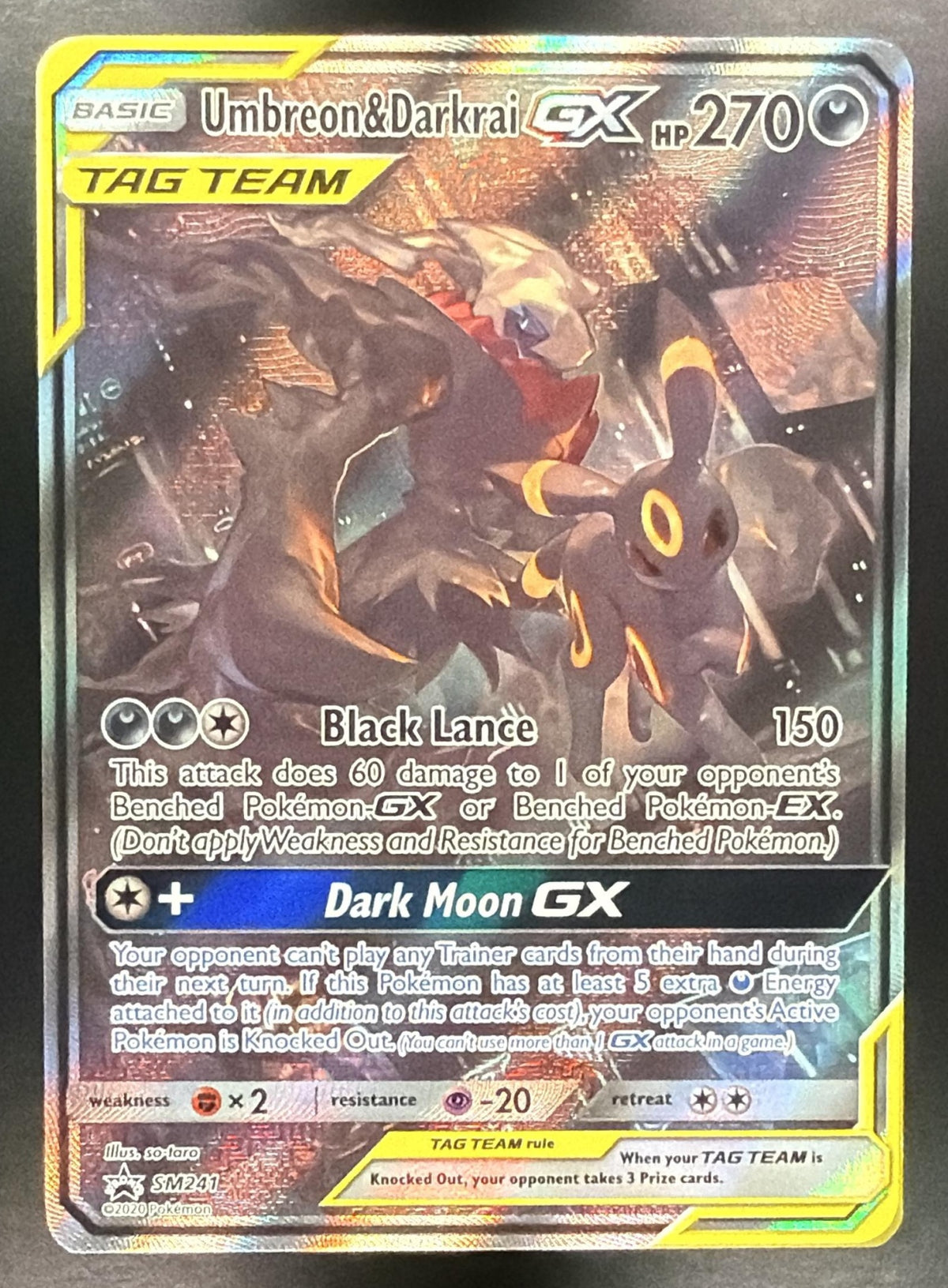 2020 Pokemon Sun & Moon Umbreon & Darkrai GX Tag Team SM241 NM