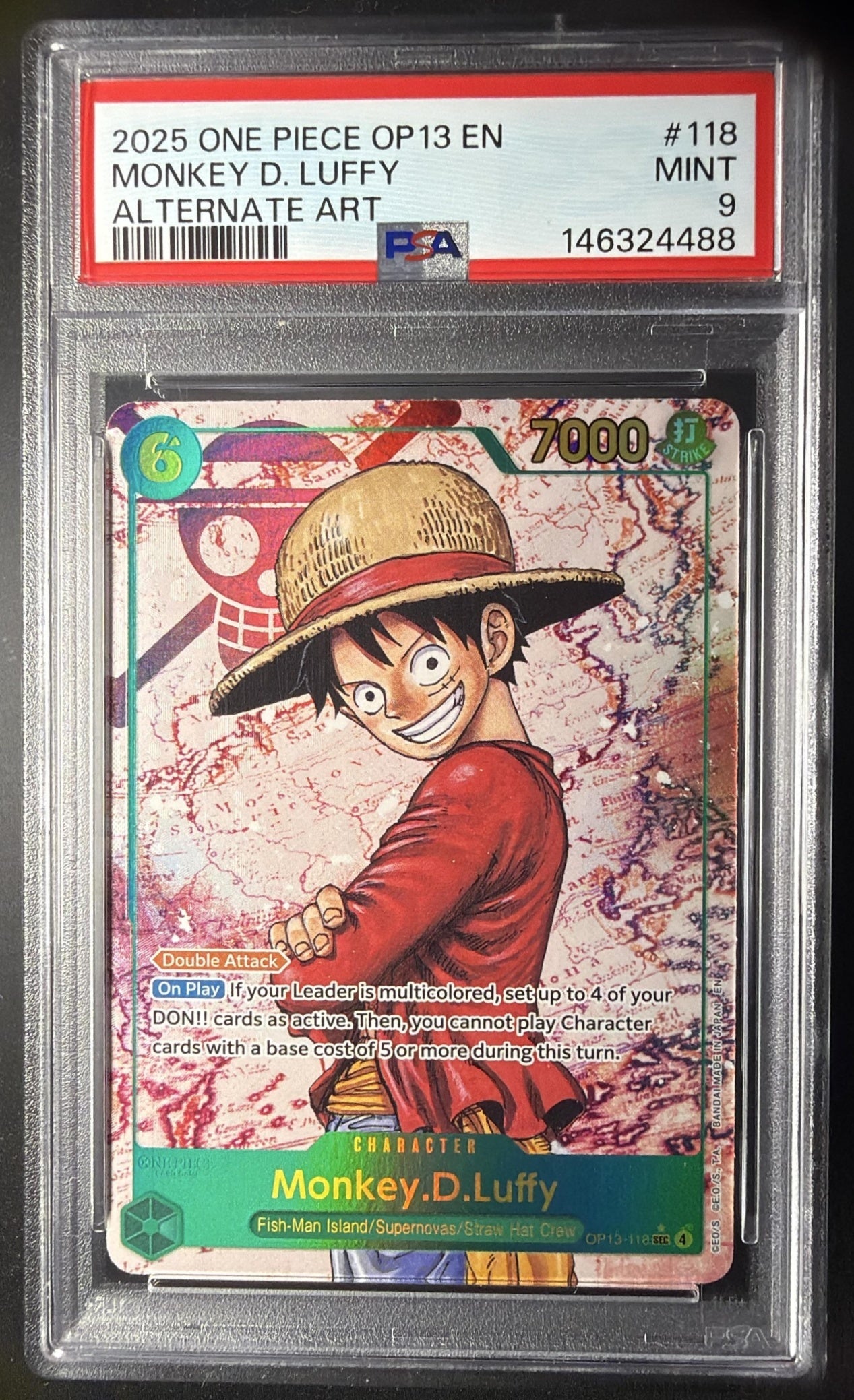 2025 One Piece Carrying On His Will Monkey D. Luffy #OP13-118 Secret Rare Alternative Art PSA 9
