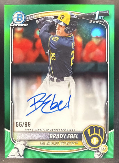 2025 Bowman Baseball Brady Ebel #CPA-BE 1st Green Refractor Auto 66/99