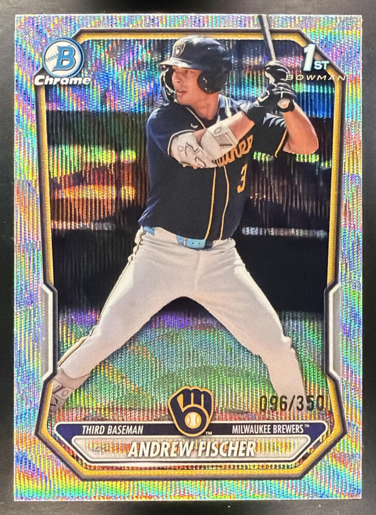 2026 Bowman Andrew Fischer #BCP-149 Chrome Wave Refractor 96/350 1st Prospect