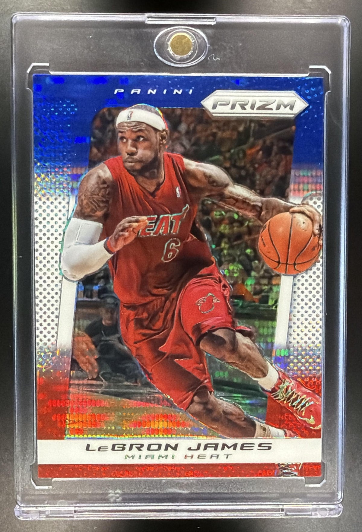 2013-14 Panini Prizm LeBron James #19 Blue White and Red Pulsar