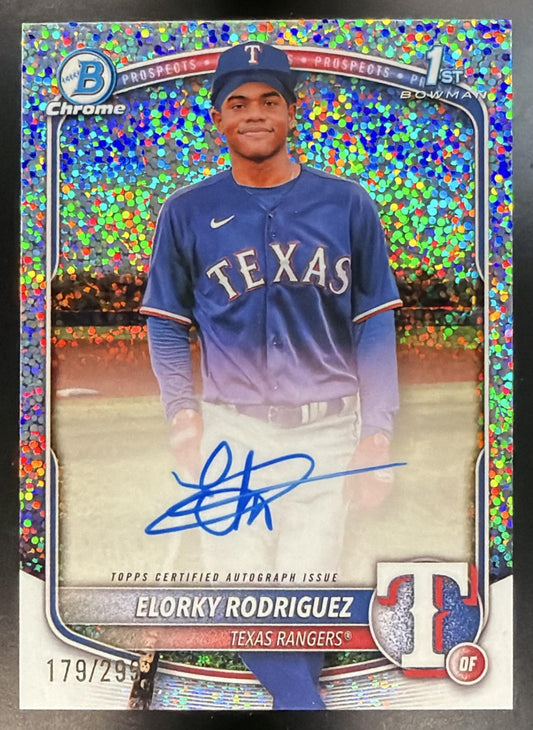 2025 Bowman Chrome Elorky Rodriguez #CPA-ER Auto Speckle Refractor 179/299 1st Prospect