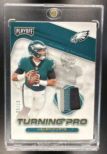 2020 Panini Playoff Jalen Hurts #TP-14 Turning Pro Memorabilia Patch 7/50 RC
