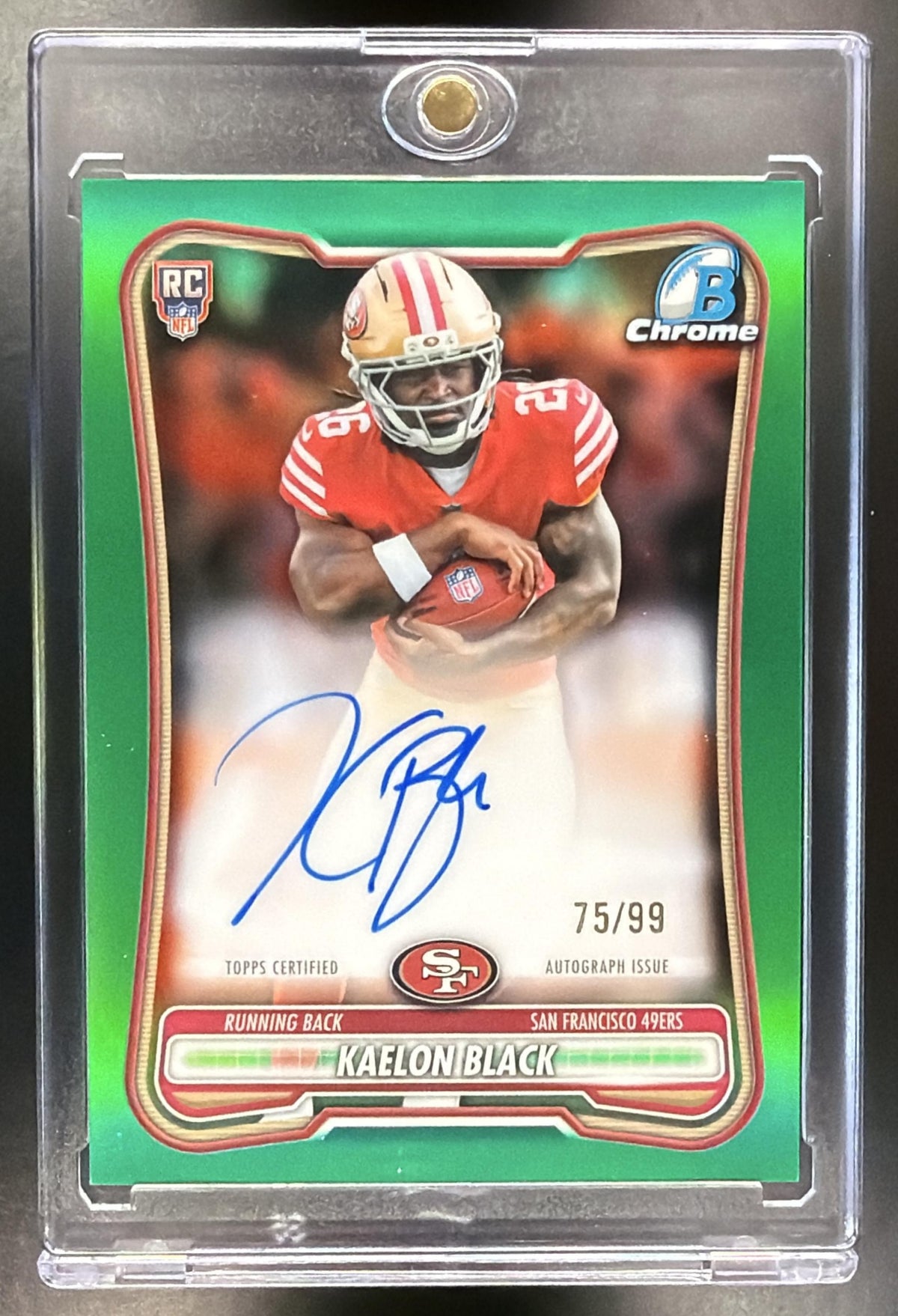 2026 Bowman Kaelon Black #BCRA-KBL Chrome Rookie Auto Green Refractor 75/99 RC