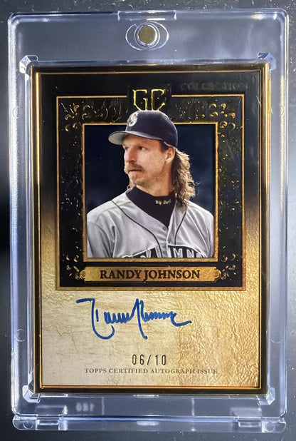 2025 Topps Gilded Collection Randy Johnson #HAFA-RJO Gold Framed Hall of Fame Auto /10