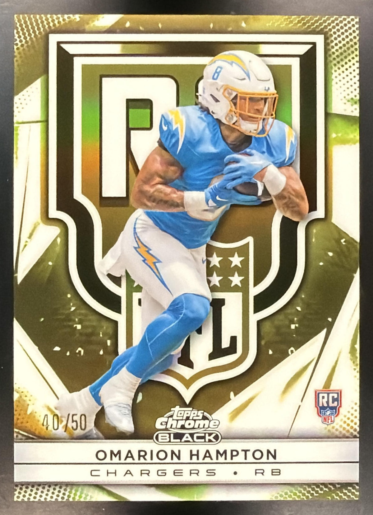 2025 Topps Chrome Black Omarion Hampton #RV-16 Rookie Design Variation Gold Refractor 40/50 RC
