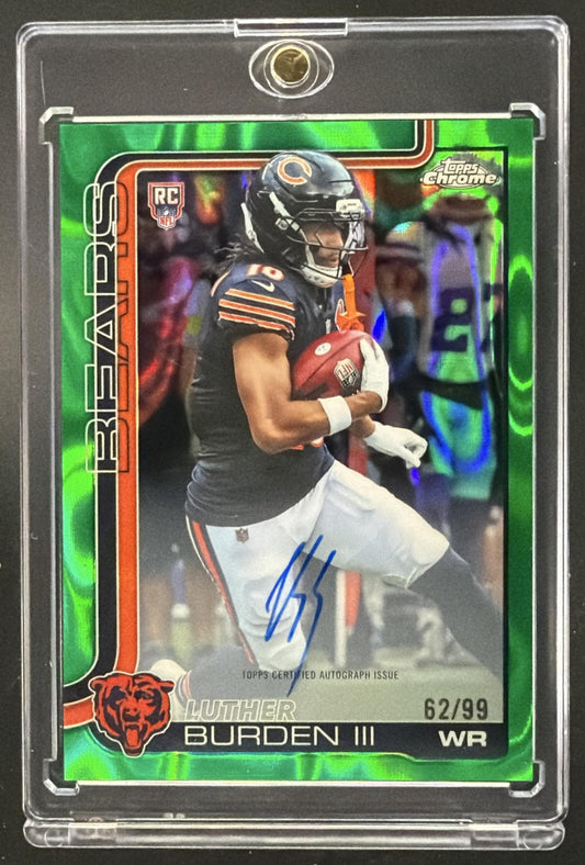 2025 Topps Chrome Luther Burden III #RA-LB Rookie Auto Green Refractor /99 RC