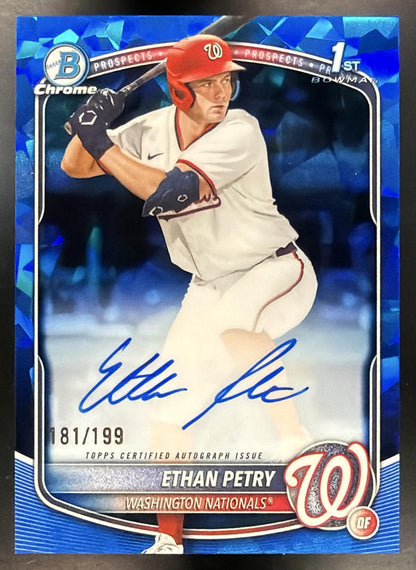 2025 Bowman Draft Sapphire Ethan Petry #CPA-EP Chrome Auto 181/199 1st Prospect