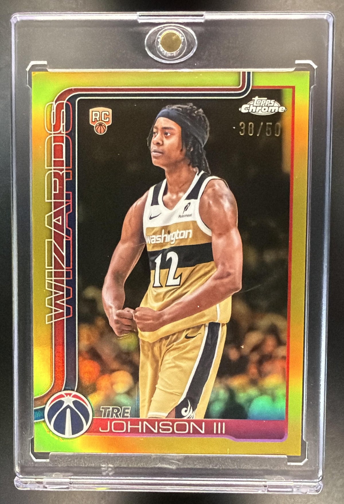 2025-26 Topps Chrome Update Tre Johnson III #156 Gold Refractor 30/50 RC