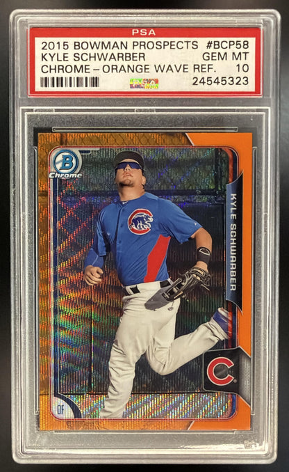 2015 Bowman Kyle Schwarber #BCP58 Chrome Prospects Orange Wave PSA 10