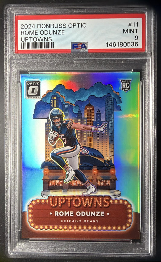 2024 Panini Donruss Optic Rome Odunze #11 Uptown RC SSP PSA 9
