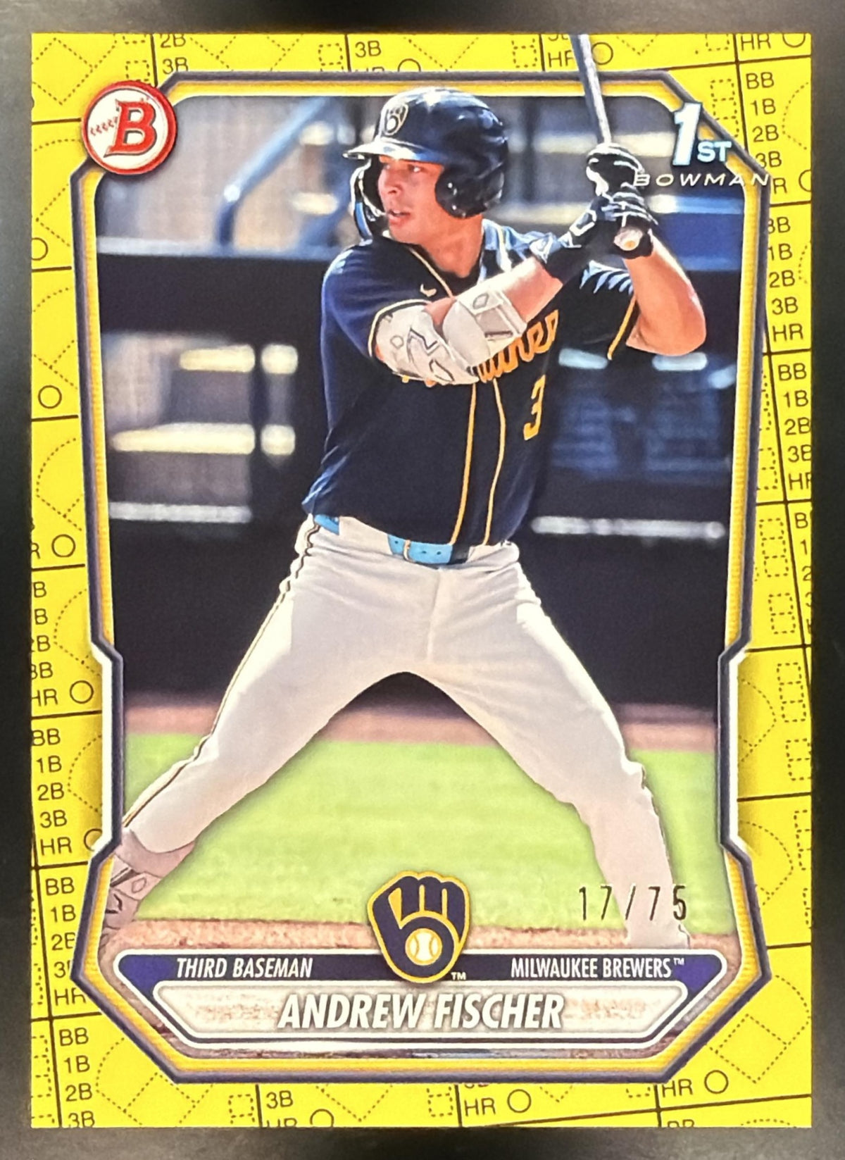 2026 Bowman Andrew Fischer #BP-149 Yellow Pattern 17/75 1st Prospect