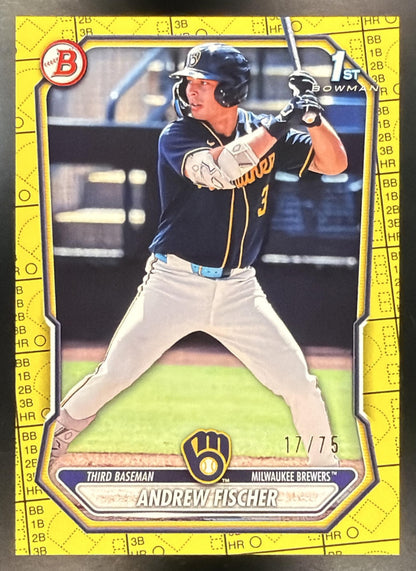 2026 Bowman Andrew Fischer #BP-149 Yellow Pattern 17/75 1st Prospect
